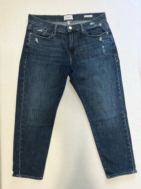 Frame Le Garçon Crop Denim Distressed Jeans Mid-Rise Cropped Slim Jeans 29 Boho